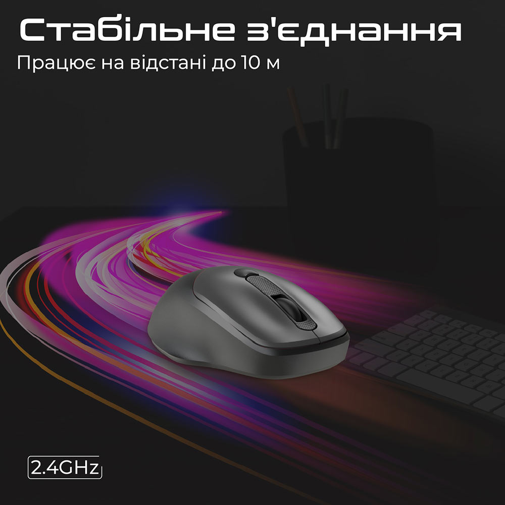 Зовнішній вигляд Миша PROMATE Uniglide Wireless Black (uniglide.black)