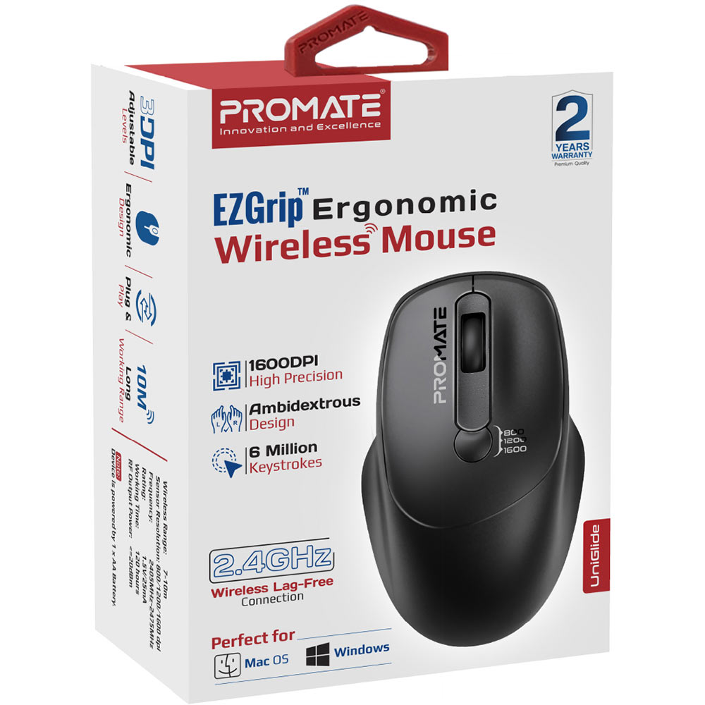 Покупка Миша PROMATE Uniglide Wireless Black (uniglide.black)