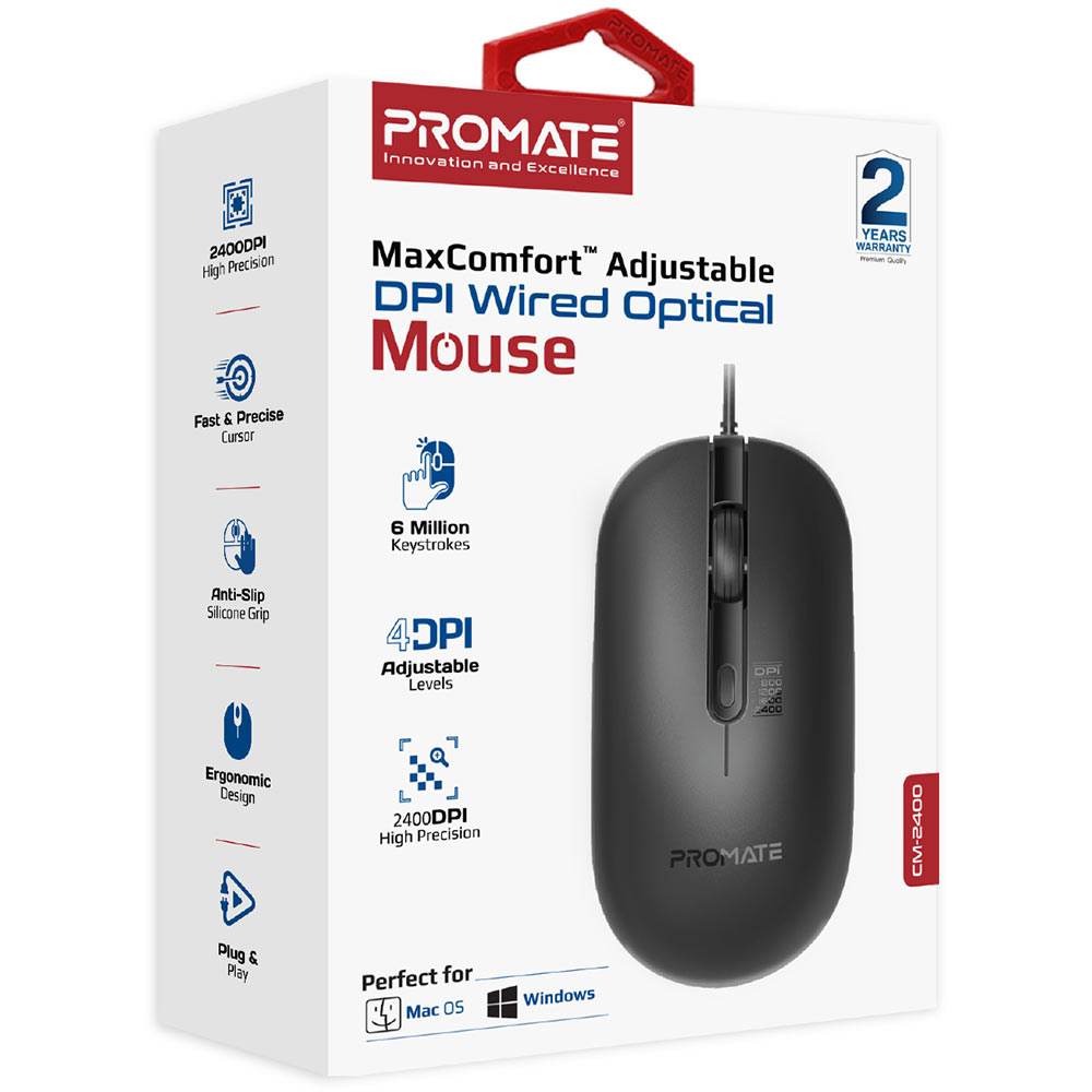 Миша PROMATE CM-2400 USB Black (cm-2400.black) Комплектація Миша, Інструкція з експлуатації