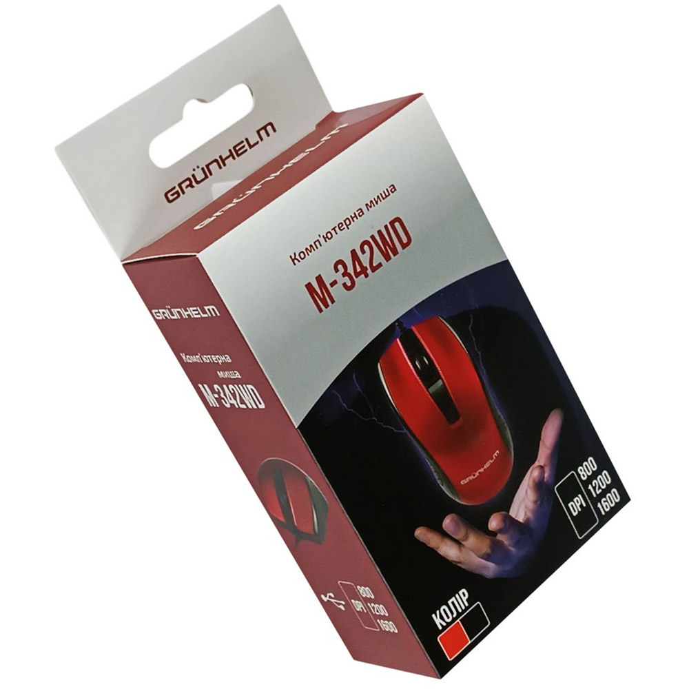 Мышь GRUNHELM M-342WD Red (126867) Тип сенсора оптический