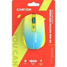 Мышь CANYON MW-44 LED BT/Wireless Rechar Yellow Blue (CNS-CMSW44UA)