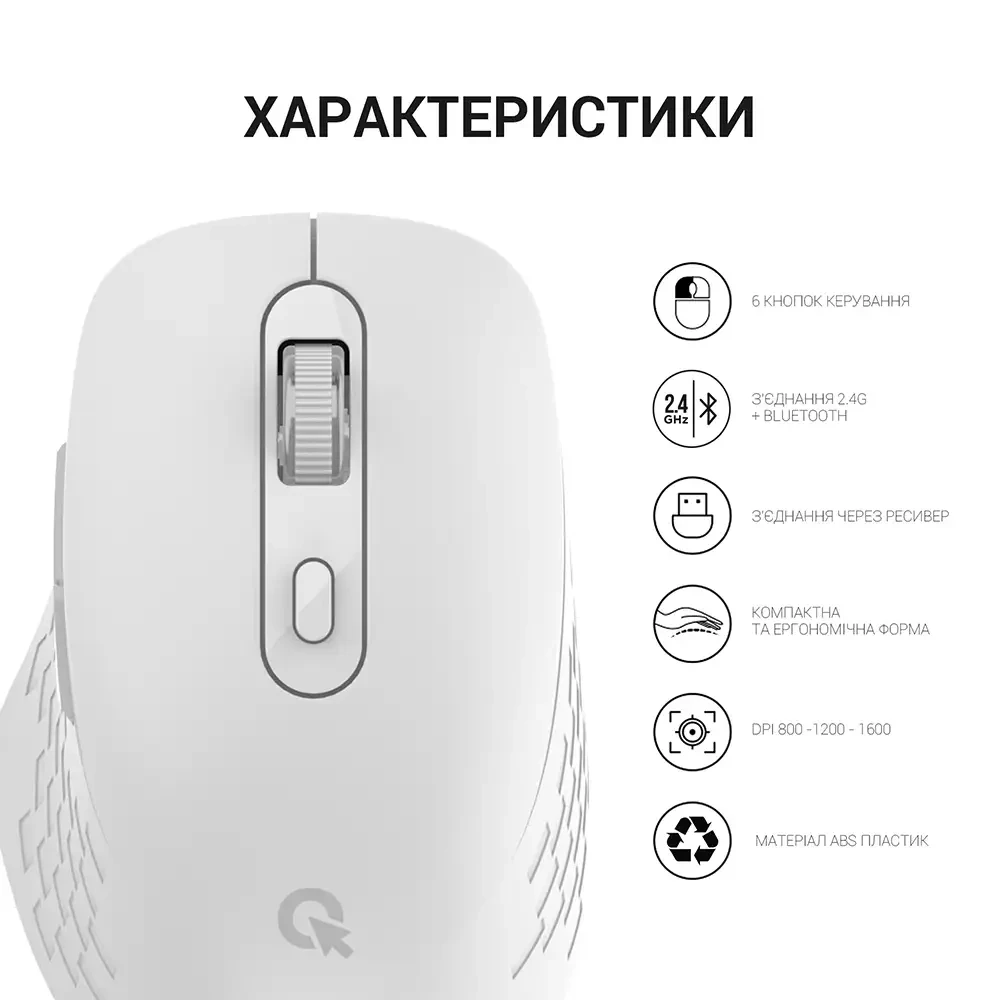 Изображение Мышь OFFICEPRO M230W Silent Click Wireless White