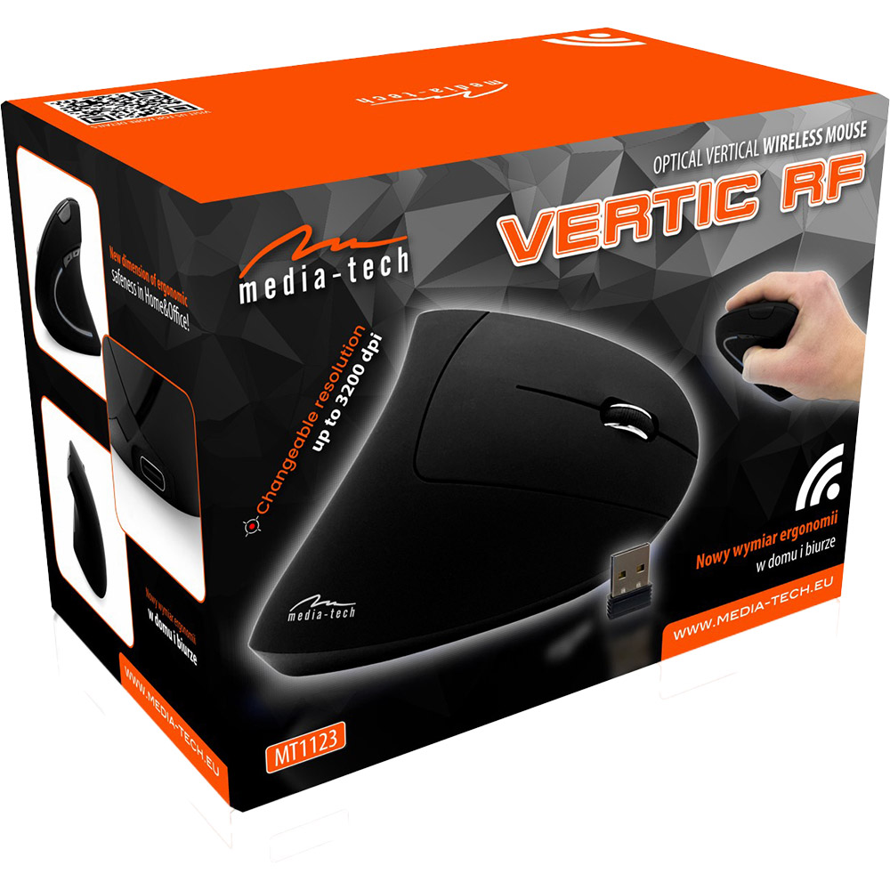 Миша MEDIA-TECH VERTIC Black (MT1123V2.0) Бездротове підключення RF