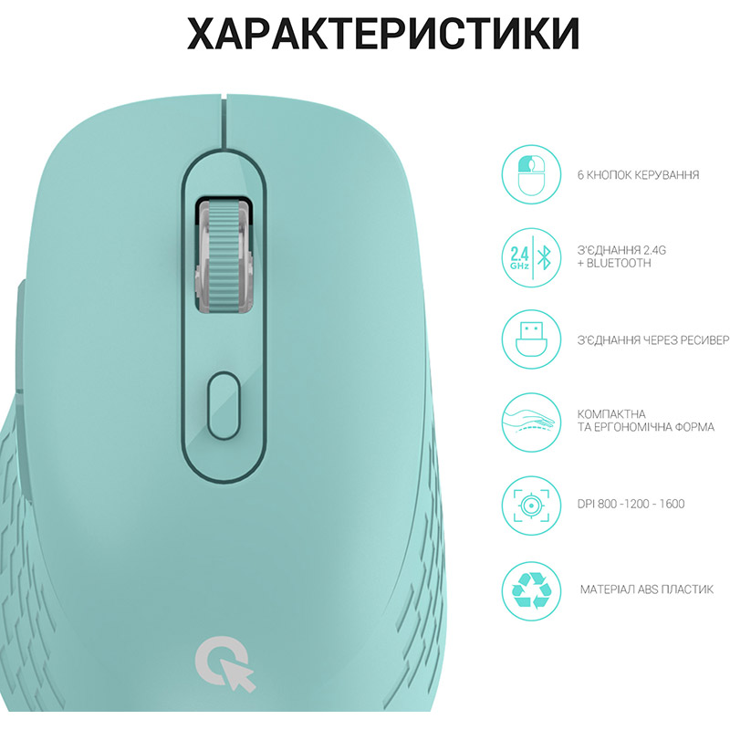 В інтернет магазині Миша OFFICEPRO M230M Silent Click Wireless Mint (M230M)