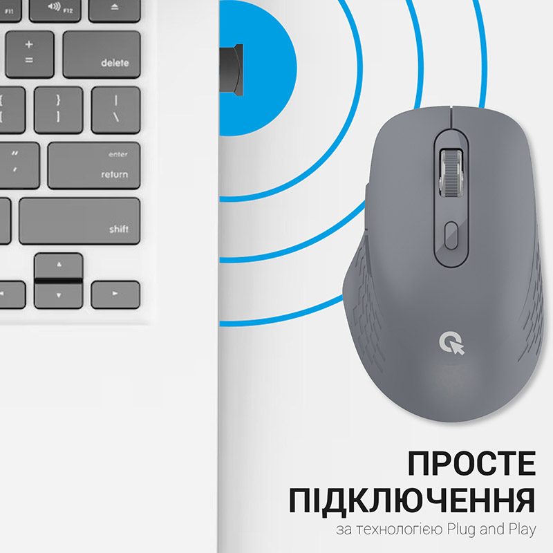 Зовнішній вигляд Миша OFFICEPRO M230G Silent Click Wireless Gray (M230G)