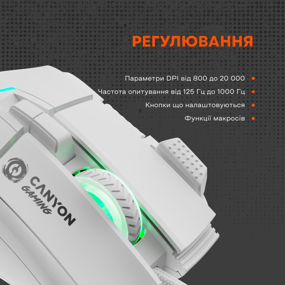 Зовнішній вигляд Миша CANYON Fortnax GM-636 RGB White (CND-SGM636W)