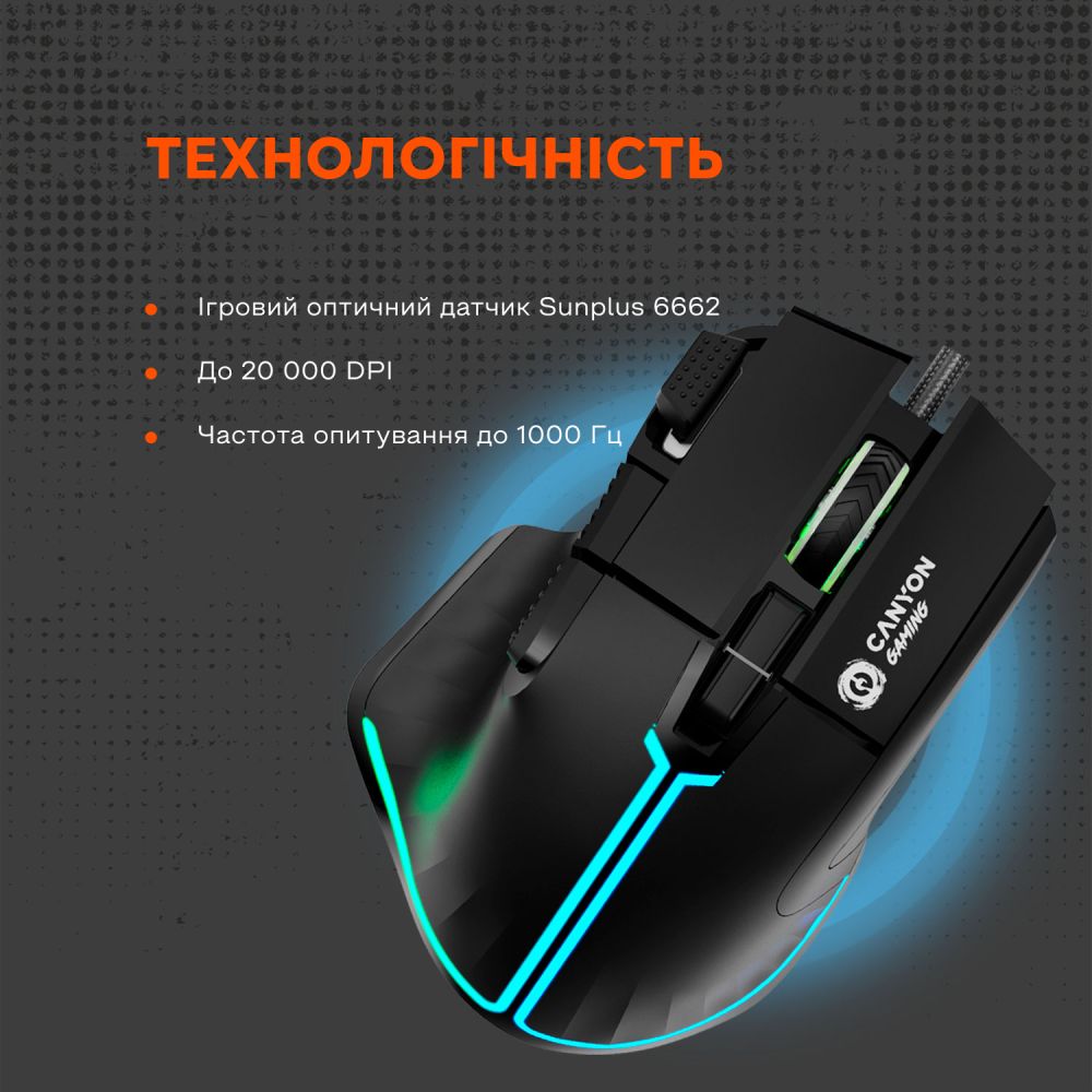 Зовнішній вигляд Миша CANYON Fortnax GM-636 RGB Black (CND-SGM636B)
