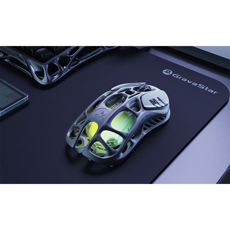 Зовнішній вигляд Миша GRAVASTAR Mercury M1 Pro magnesium alloy body BT/WL/USB-RGB Gunmetal Gray (GRAVASTARM1PRO_GRY)
