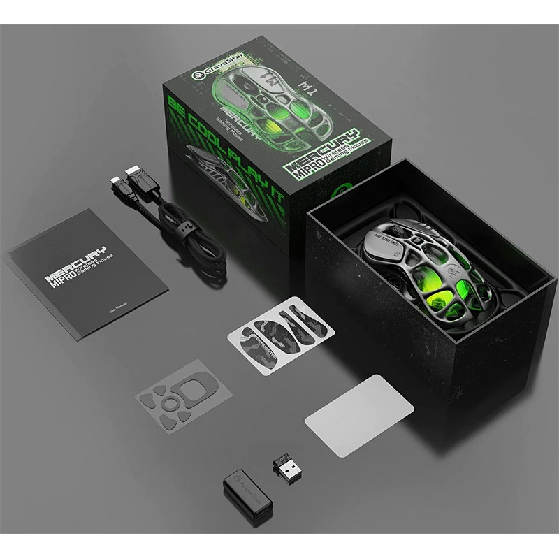 Миша GRAVASTAR Mercury M1 Pro magnesium alloy body BT/WL/USB-RGB Gunmetal Gray (GRAVASTARM1PRO_GRY) Дротове підключення USB