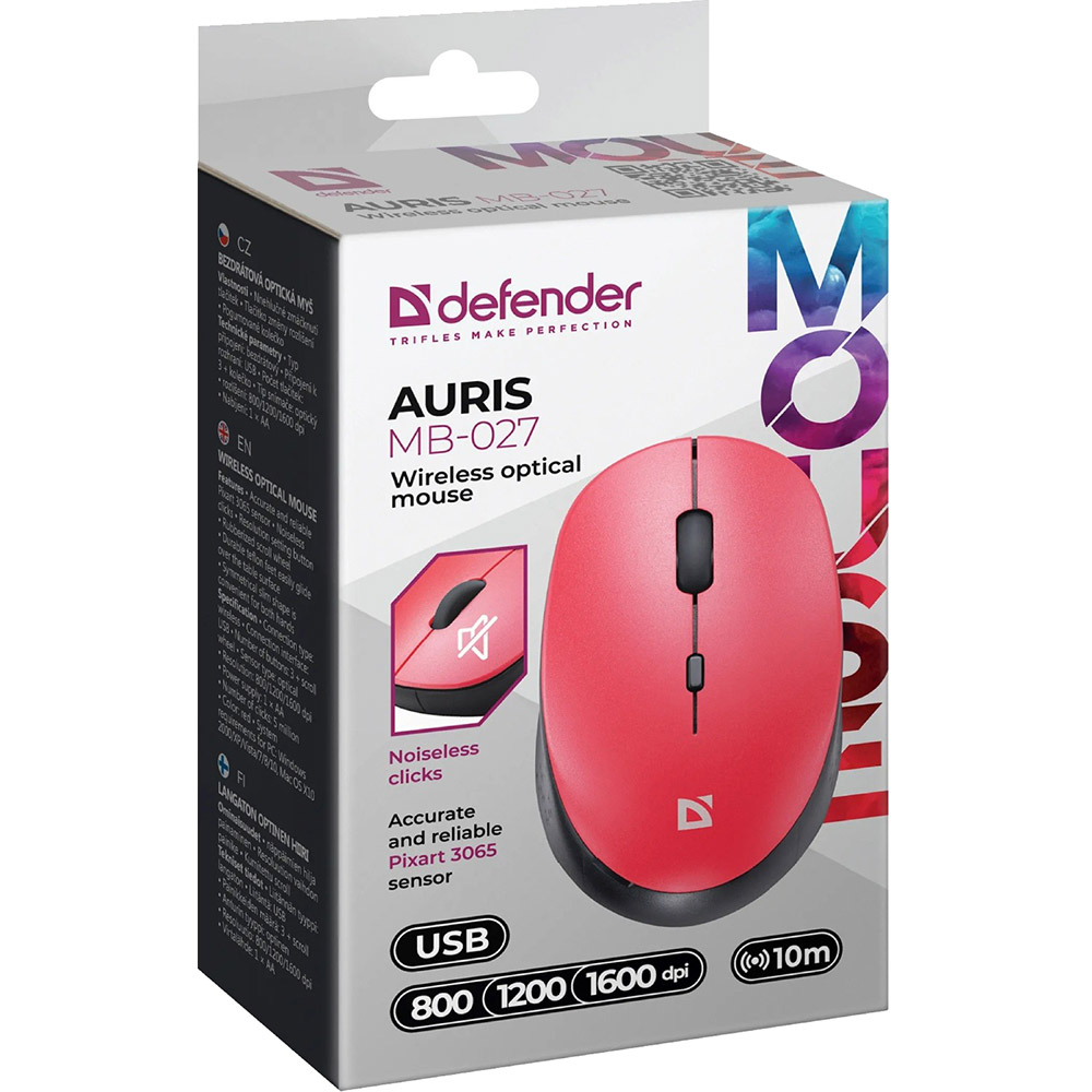 Зовнішній вигляд Миша DEFENDER Auris MB-027 Red (52026)