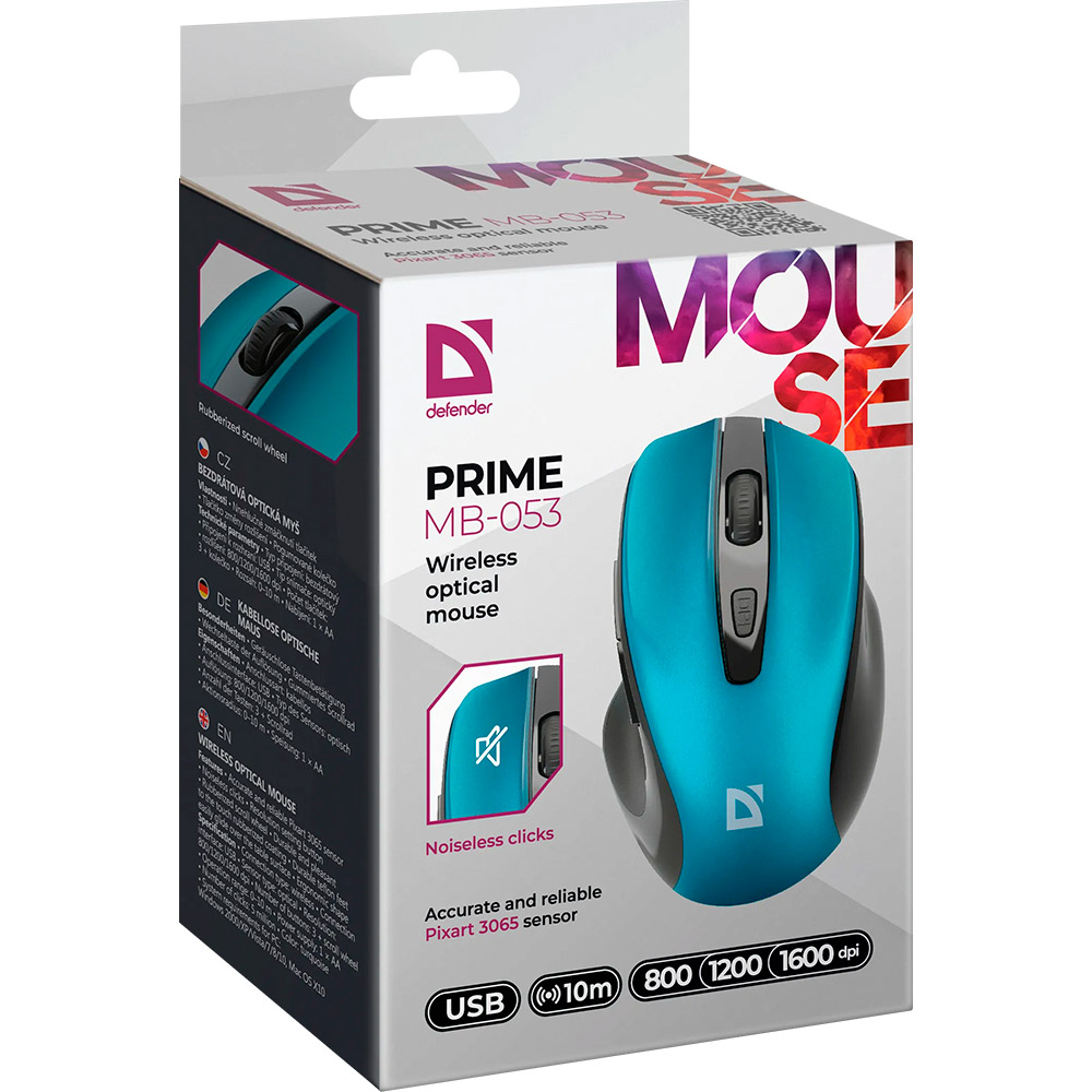 Заказать Мышь DEFENDER Prime MB-053 TURQUOISE (52054)