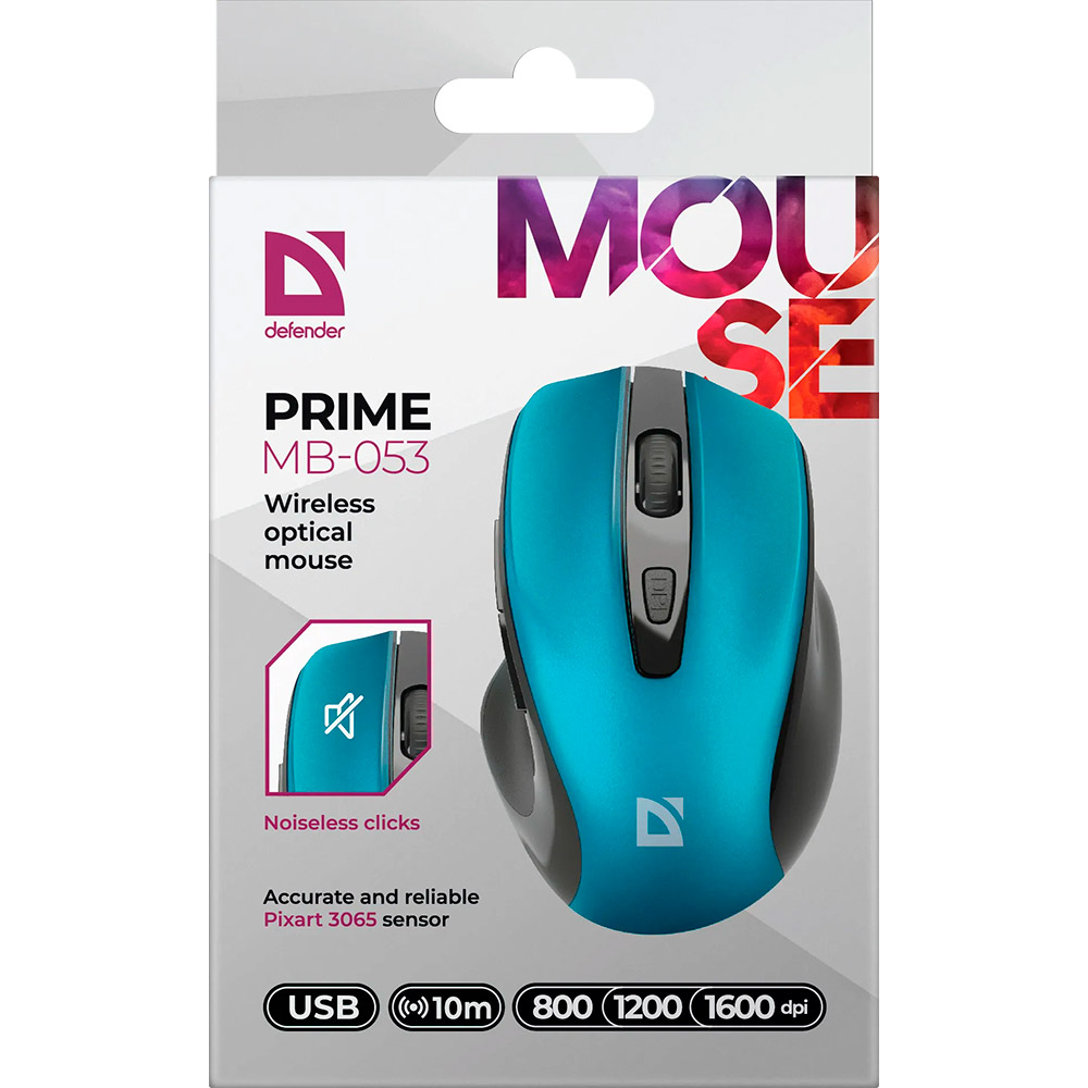 Фото Мышь DEFENDER Prime MB-053 TURQUOISE (52054)