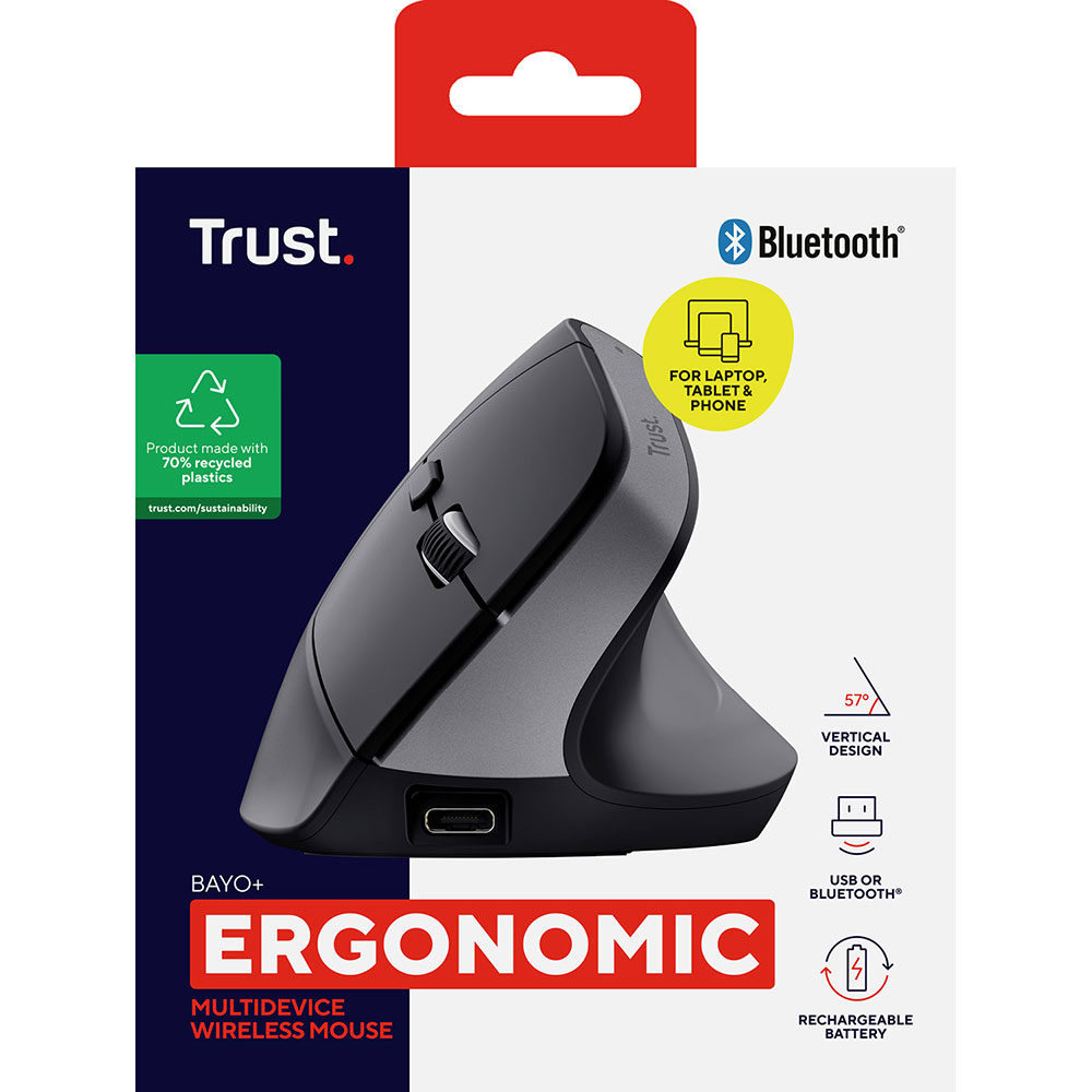 Покупка Миша Trust Bayo+ Multidevice Ergonomic Wireless Mouse Black (25146)