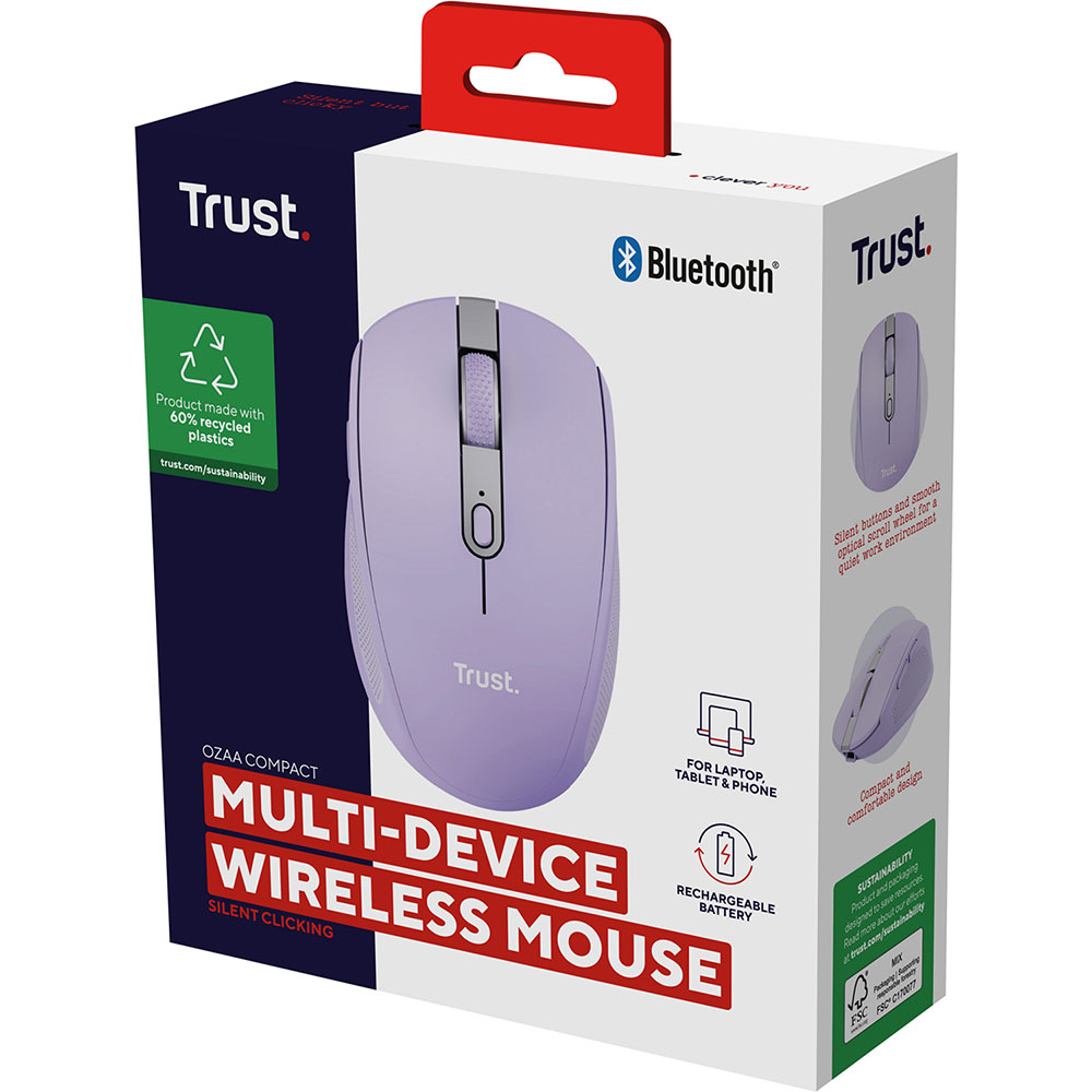 В Україні Миша TRUST Ozaa Compact Multi-Device Wireless Mouse Purple (25384)