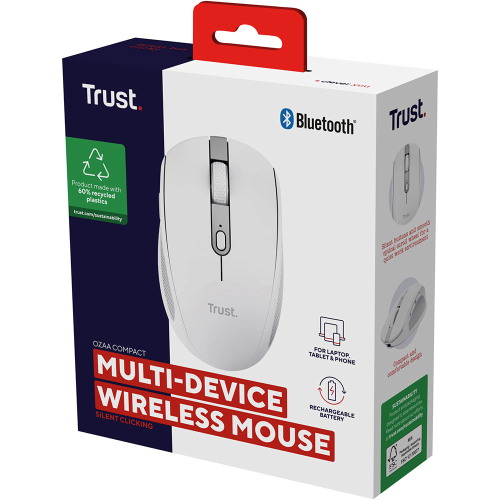 Фото 14 Миша TRUST Ozaa Compact Multi-Device Wireless Mouse White (24933)