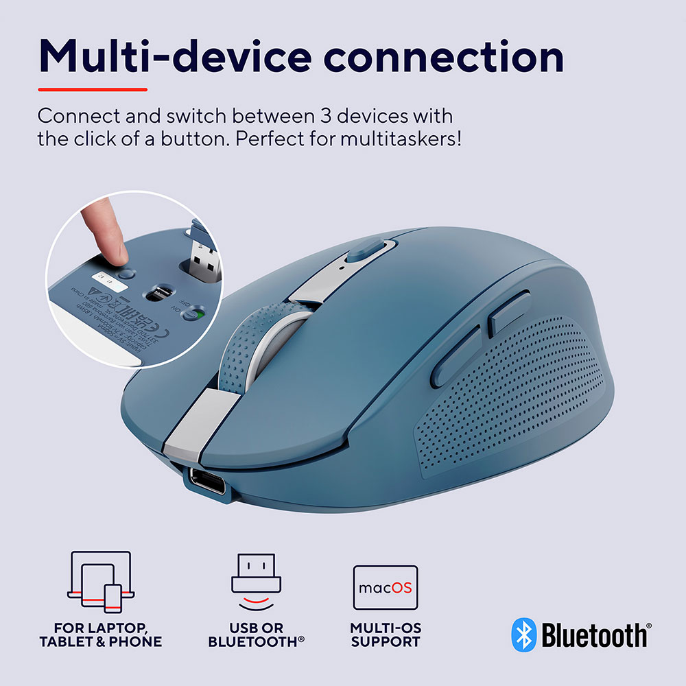 Фото Мышь TRUST Ozaa Compact Multi-Device Wireless Mouse Blue (24934)