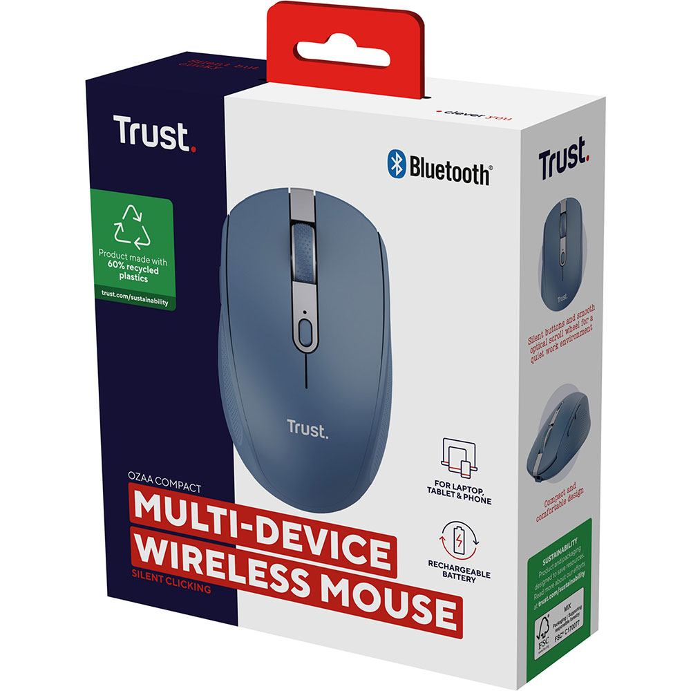 В інтернет магазині Миша TRUST Ozaa Compact Multi-Device Wireless Mouse Blue (24934)