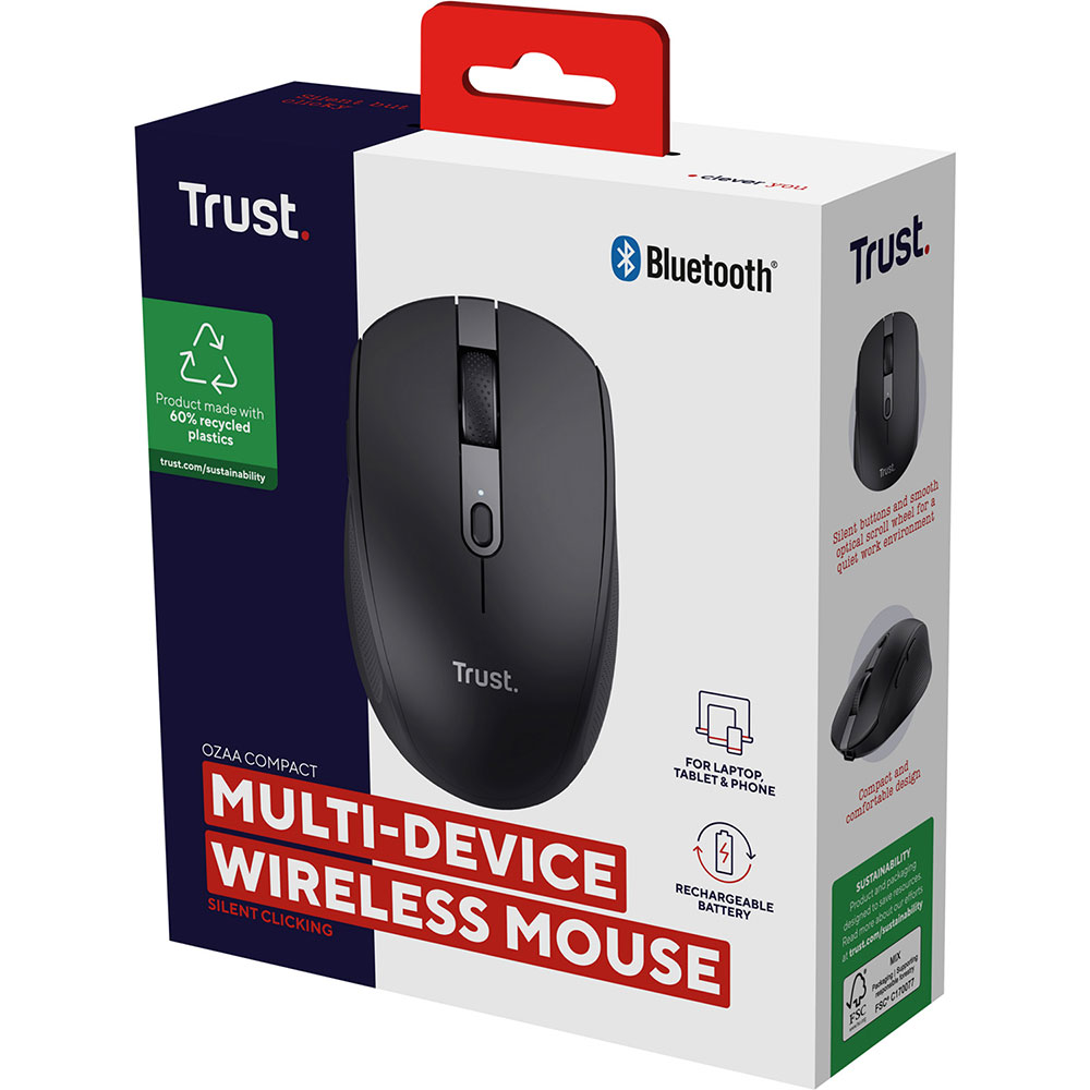 В интернет магазине Мышь TRUST Ozaa Compact Multi-Device Wireless Mouse Black (24819)