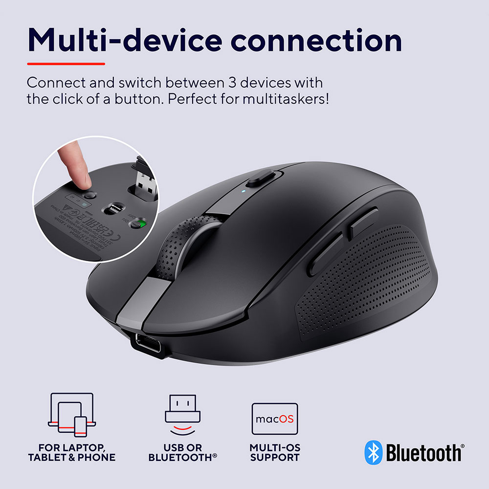 Фото Мышь TRUST Ozaa Compact Multi-Device Wireless Mouse Black (24819)