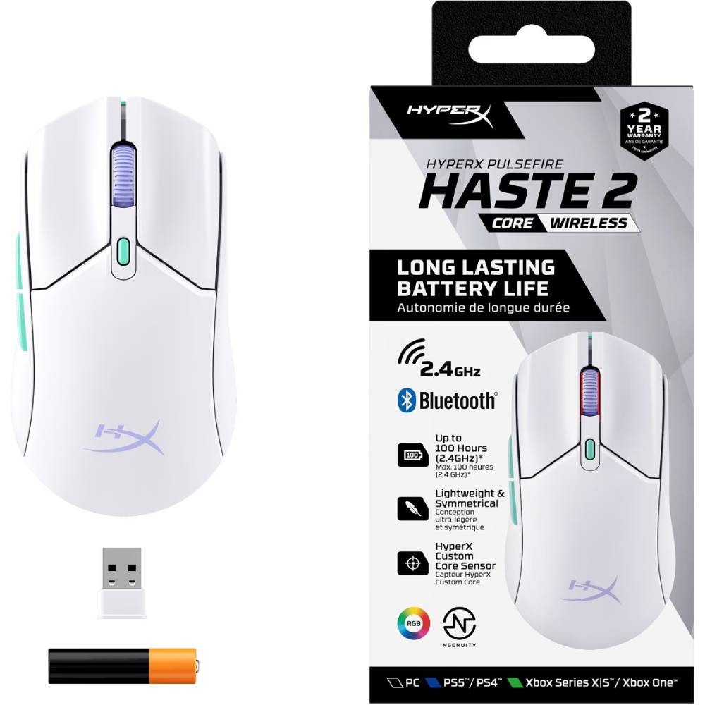 Покупка Мышь HYPERX Pulsefire Haste 2 Core Wireless White (8R2E7AA)