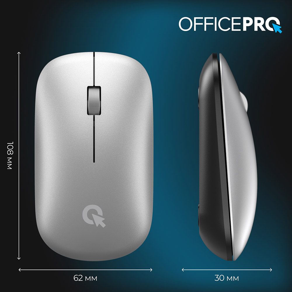 Зображення Миша OFFICEPRO M225S Silent Click Wireless Silver (M225S)