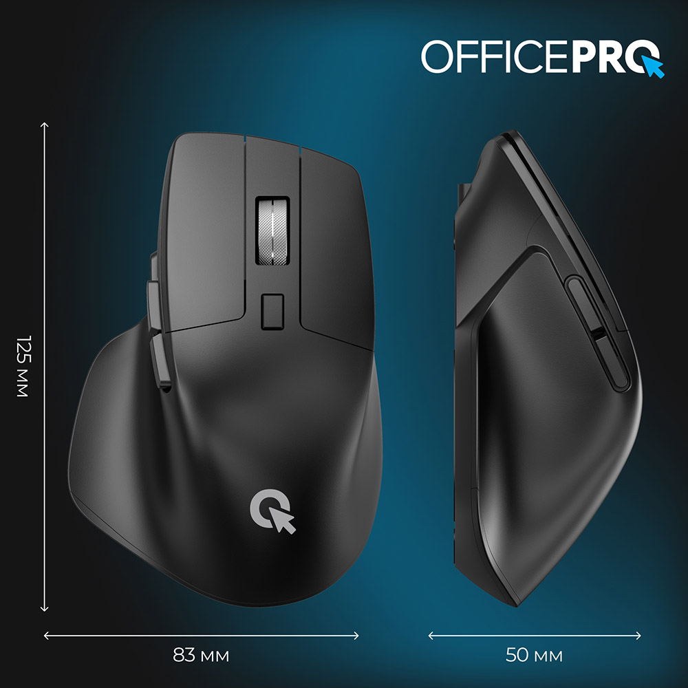 Изображение Мышь OFFICEPRO M395B Silent Click Ergonomic Wireless Black (M395B)