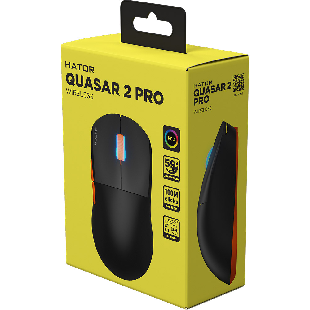 Фото Мышь HATOR Quasar 2 PRO Wireless Black/Orange (HTM560BO)