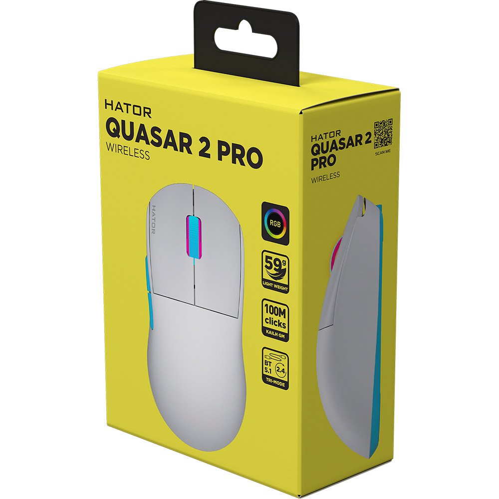 Фото Миша HATOR Quasar 2 PRO Wireless White/Cerulean (HTM561WC)