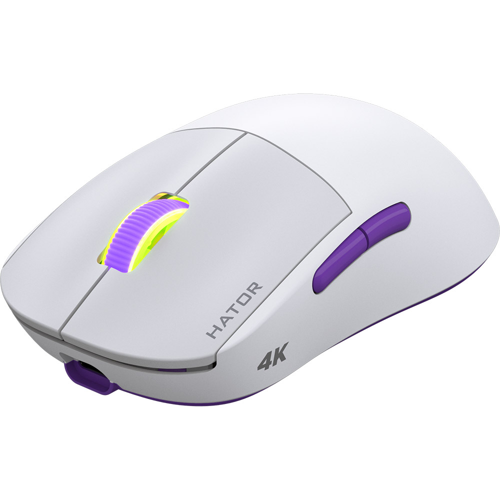 Миша HATOR Quasar 2 Ultra 4K Wireless White/Lilac (HTM571WL) Комплектація Миша HATOR Quasar 2 Ultra 4K Wireless, 2.4ГГц передавач, Знімний USB-A to USB Type-C кабель, Адаптер USB Type-A до USB Type-C, Комплект протиковзних накладок на клейовій основі, Комплект змінних 100% PTFE глайдів, Інструкція