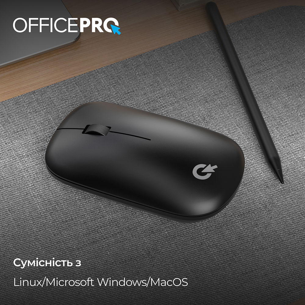 У Фокстрот Миша OfficePro M225B Silent Click Wireless Black