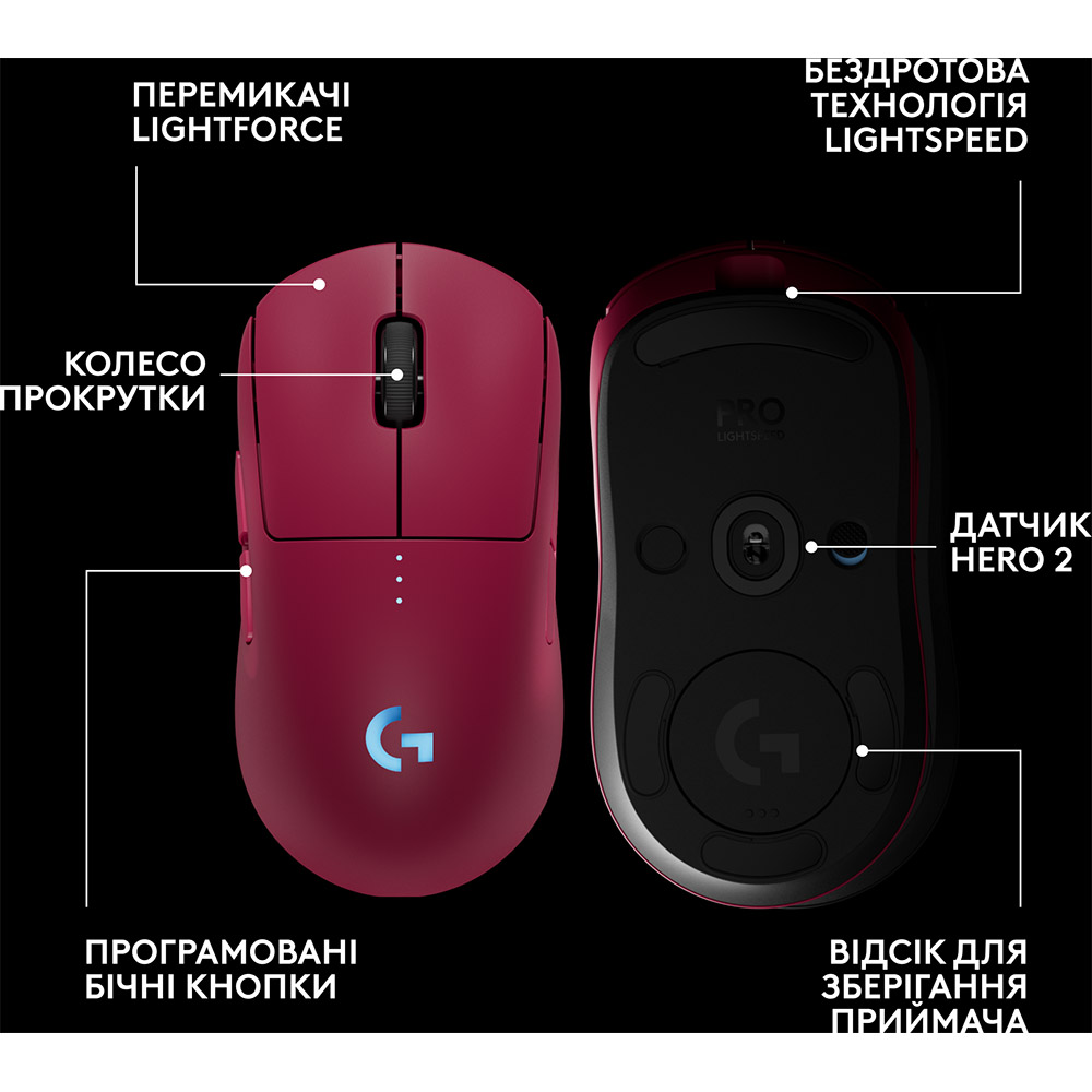 Внешний вид Мышь LOGITECH G Pro 2 Lightspeed Wireless Magenta (910-007309)
