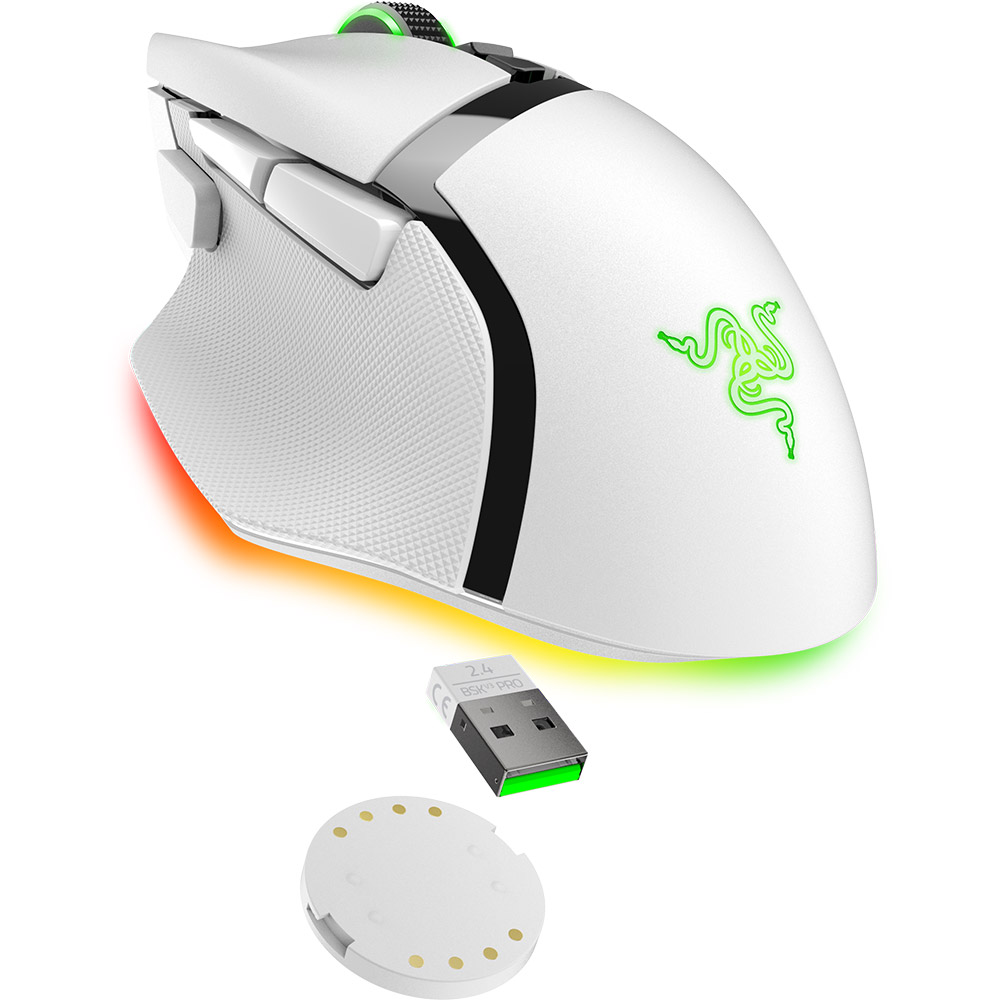 Фото Мышь RAZER Basilisk V3 PRO Wireless 35K White (RZ01-05240200-R3G1)