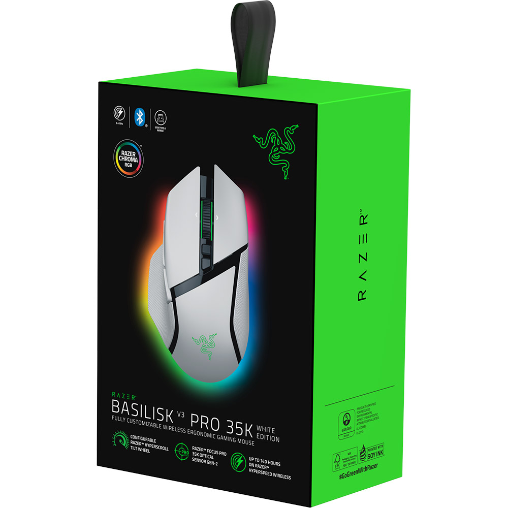 В Украине Мышь RAZER Basilisk V3 PRO Wireless 35K White (RZ01-05240200-R3G1)