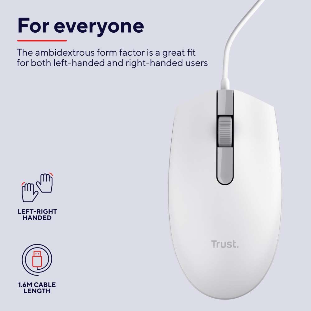 Мышь TRUST TM-101 USB-A White (25320) Разрешение сенсора 1200