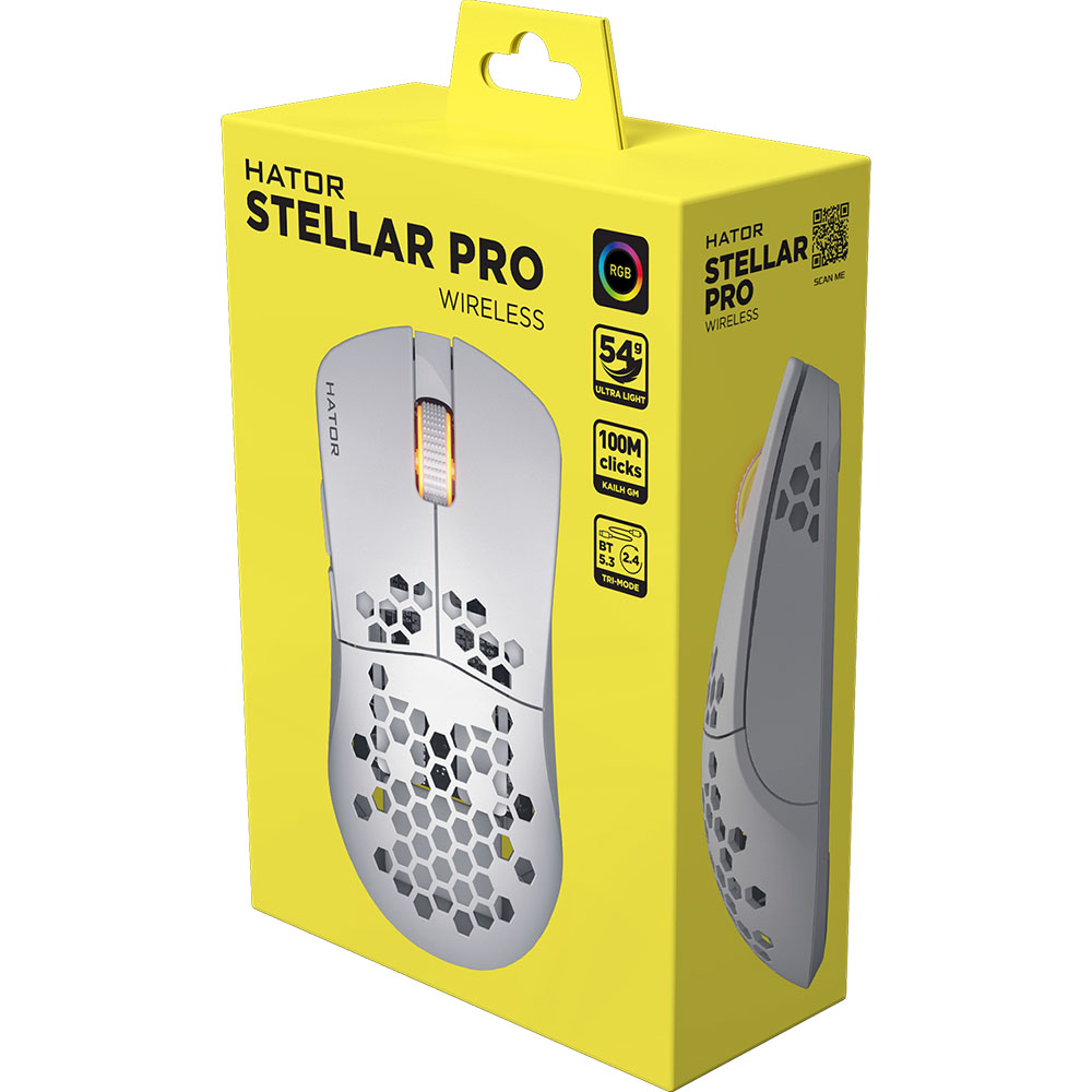 Фото Мышь HATOR Stellar PRO Wireless White (HTM551)