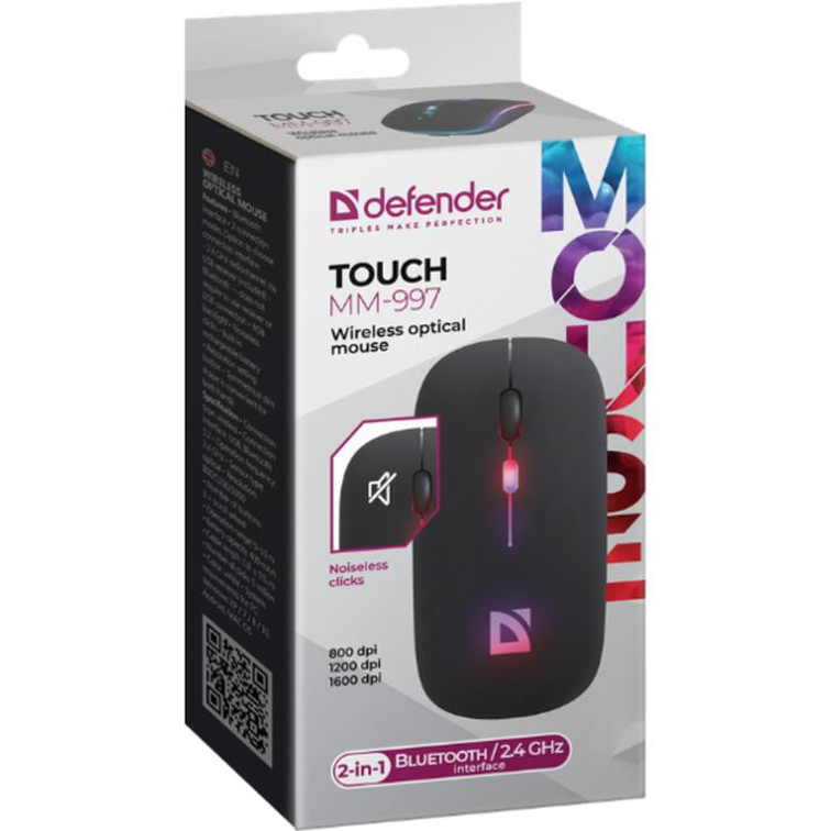 Мышь DEFENDER Touch MM-997 Black (52997) Тип сенсора оптический