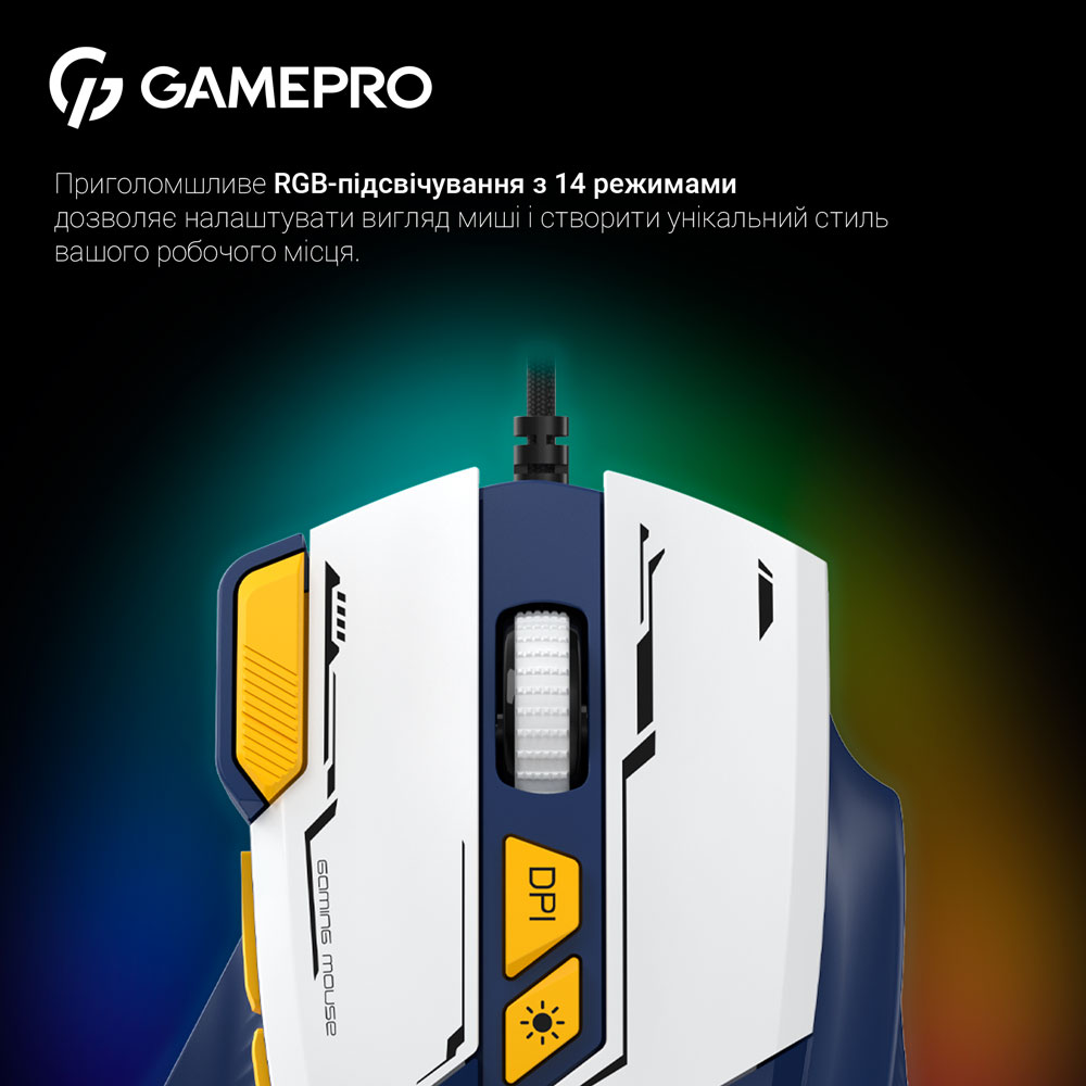 Внешний вид Мышь GAMEPRO GM300BL Blue White (GM300BL)