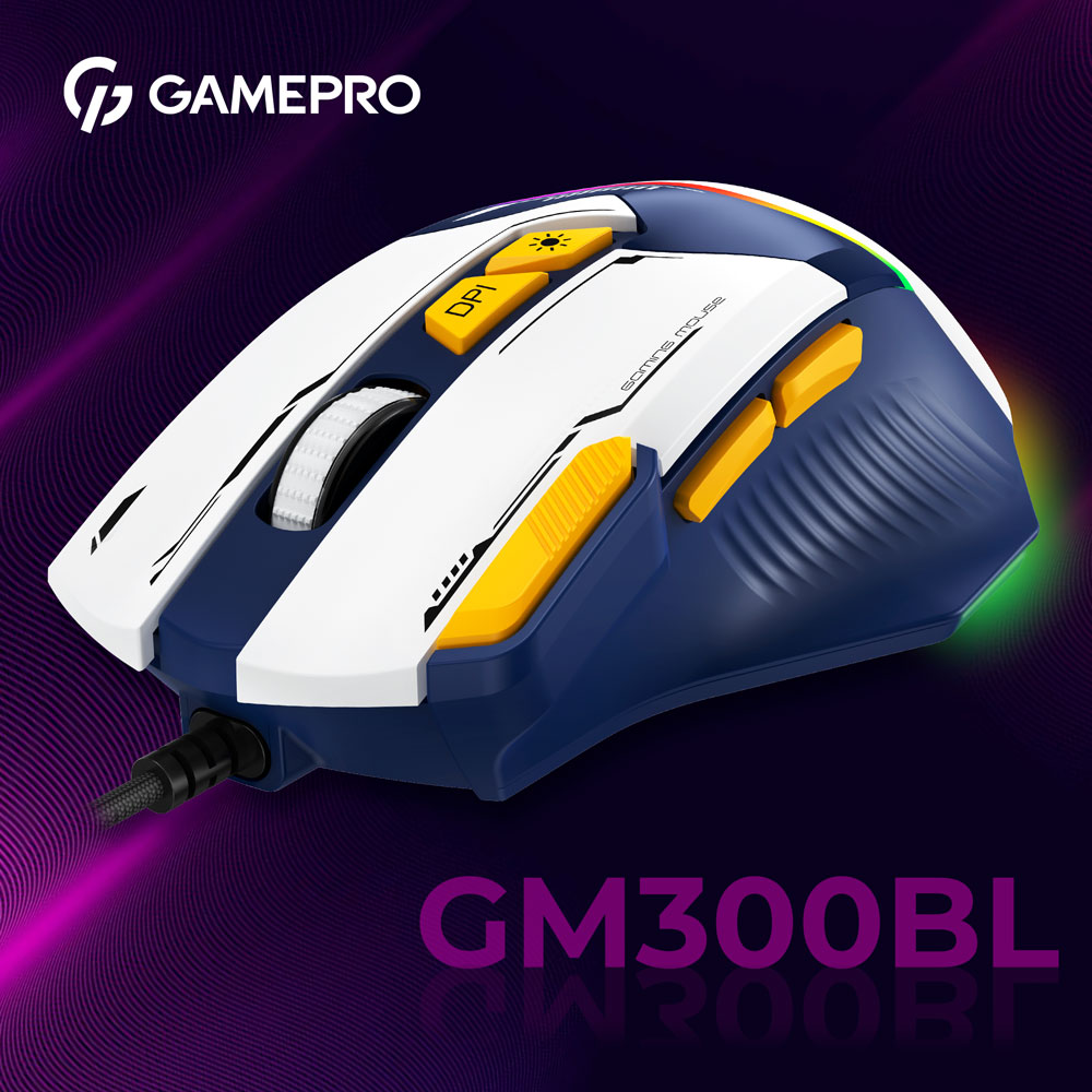 В Фокстрот Мышь GAMEPRO GM300BL Blue White (GM300BL)