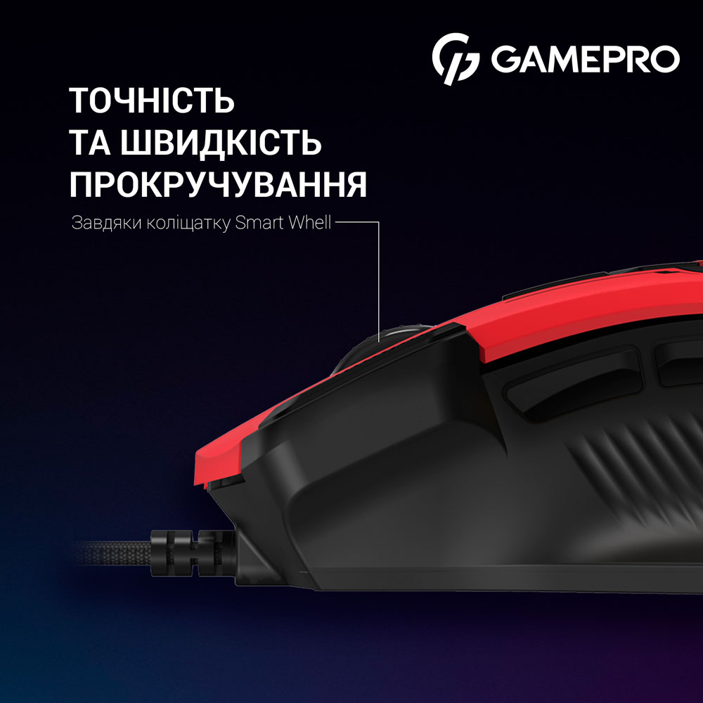 Зовнішній вигляд Миша GAMEPRO GM300R Red Black (GM300R)