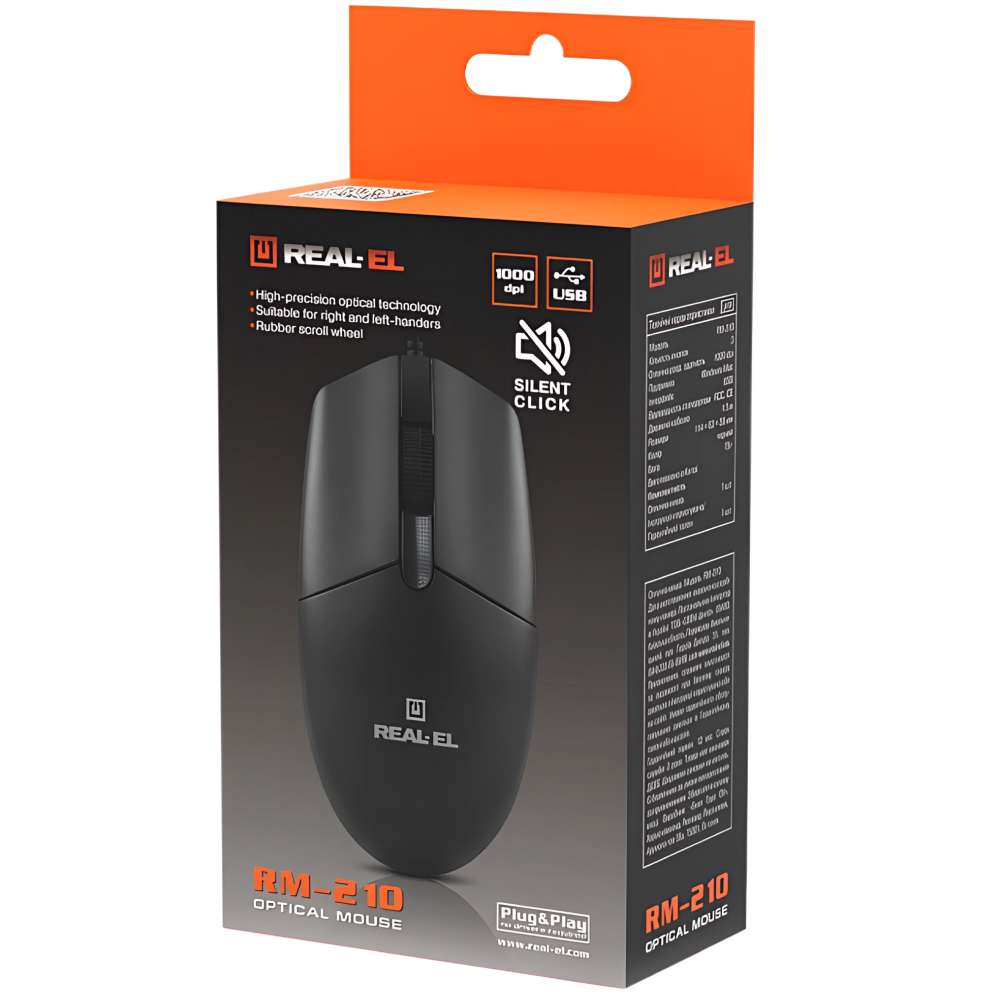 Внешний вид Мышь REAL EL RM-210 Black (EL123200036)