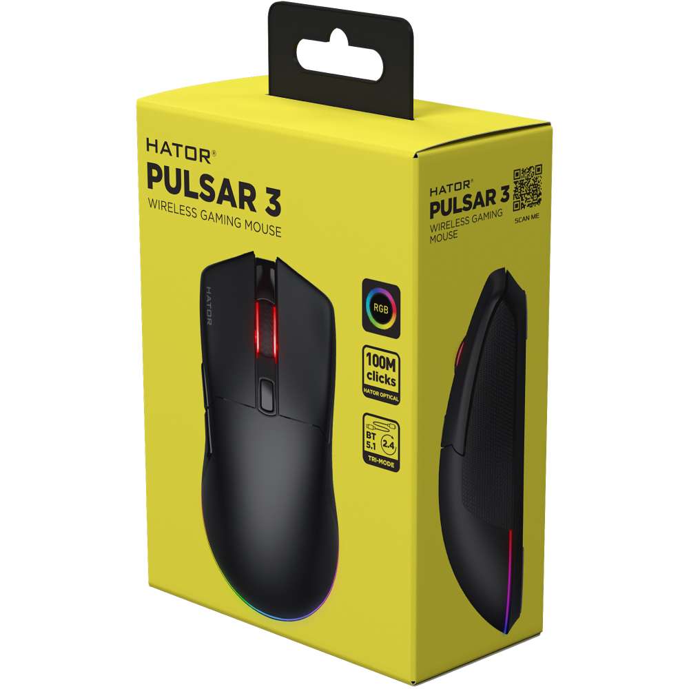 Внешний вид Мышь HATOR Pulsar 3 wireless Black (HTM630)