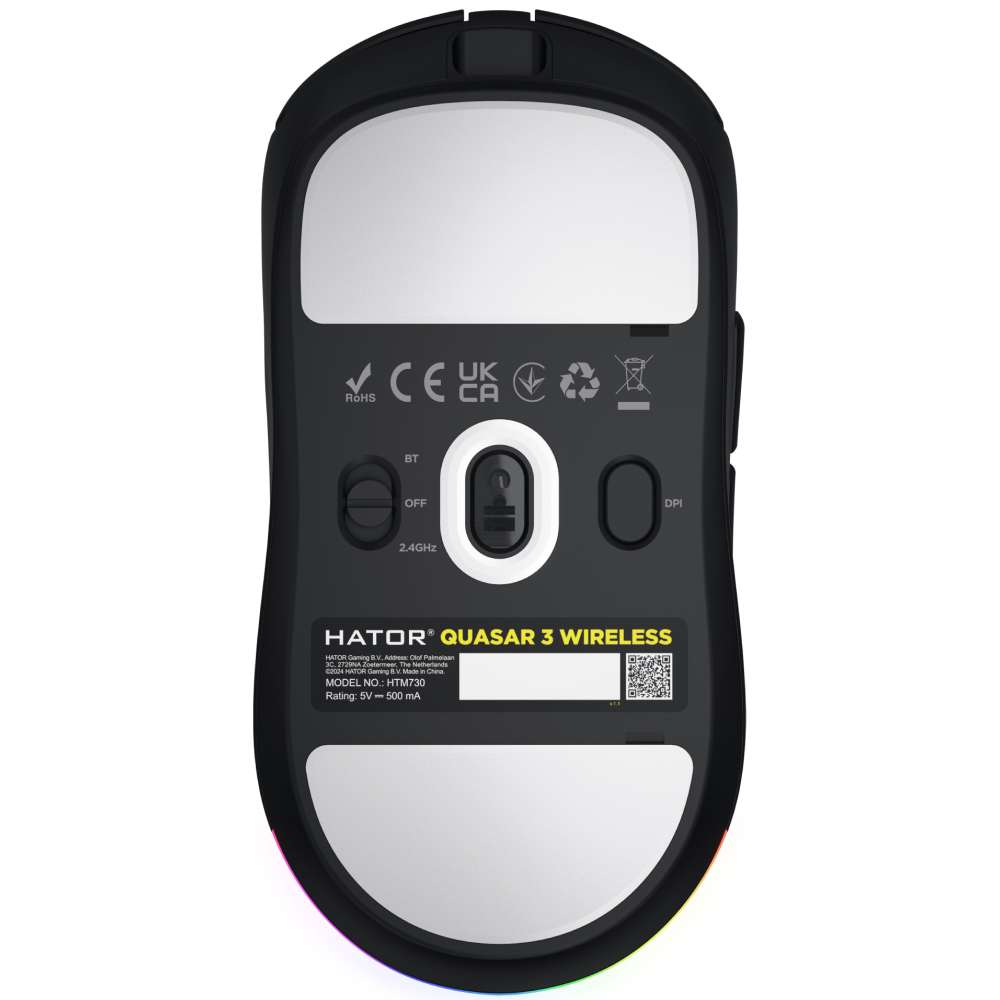 Зовнішній вигляд Миша HATOR Quasar 3 Wireless Black (HTM730)