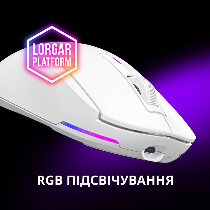 Мышь LORGAR MSA10W Wireless Gaming White (LRG-MSA10W-WH) Фото Мышь LORGAR MSA10W Wireless Gaming White (LRG-MSA10W-WH)