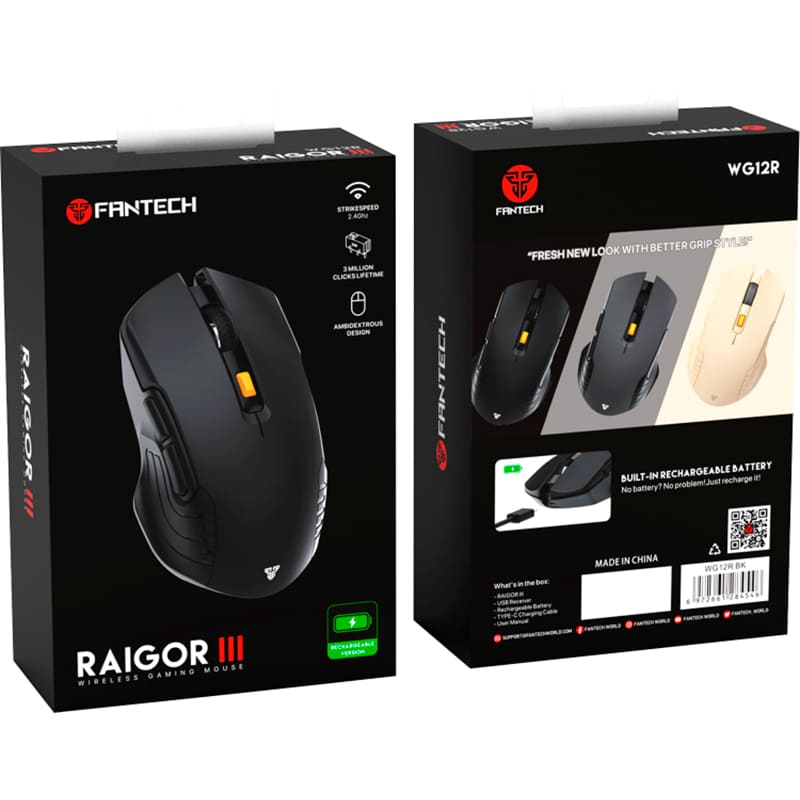 Мышь FANTECH WG12R RAIGOR III Black (WG12RRAIGORIII-B) Беспроводное подключение RF