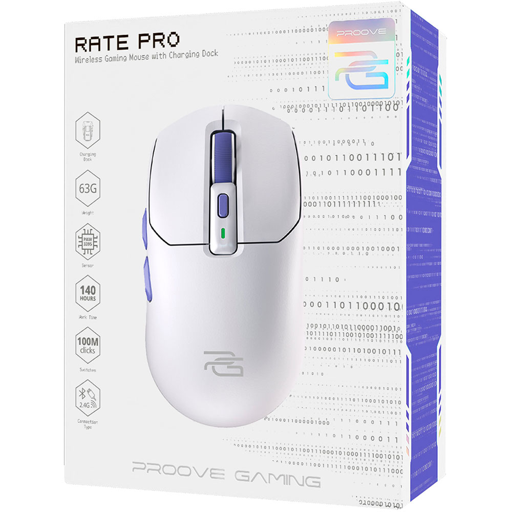 У Фокстрот Миша PROOVE Gaming Rate Pro with Charging Dock White (WMRPCD022002)