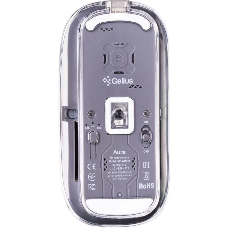 Миша Gelius Aura GP-WM001 Transparent/Grey (00000099746) Разрешение сенсора 1600