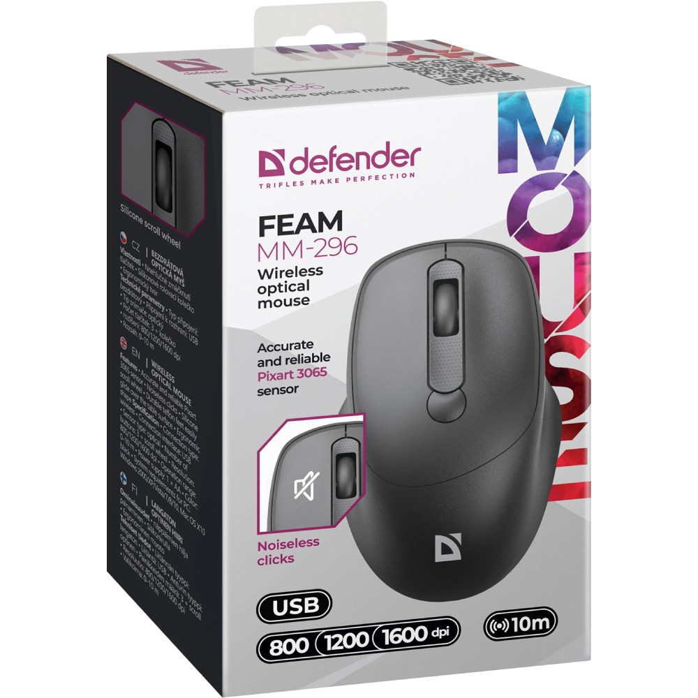 Мышь DEFENDER Feam MM-296 Black (52296) Беспроводное подключение RF