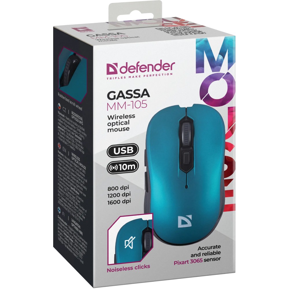 Внешний вид Мышь DEFENDER Gassa MM-105 бирюзовая (52102)