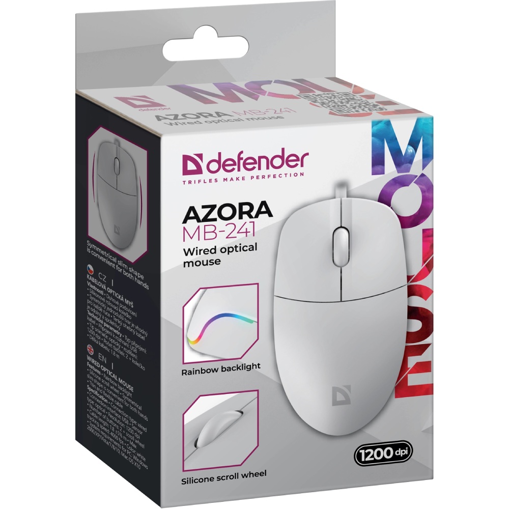 Миша DEFENDER Azora MB-241 White (52242) Дротове підключення USB