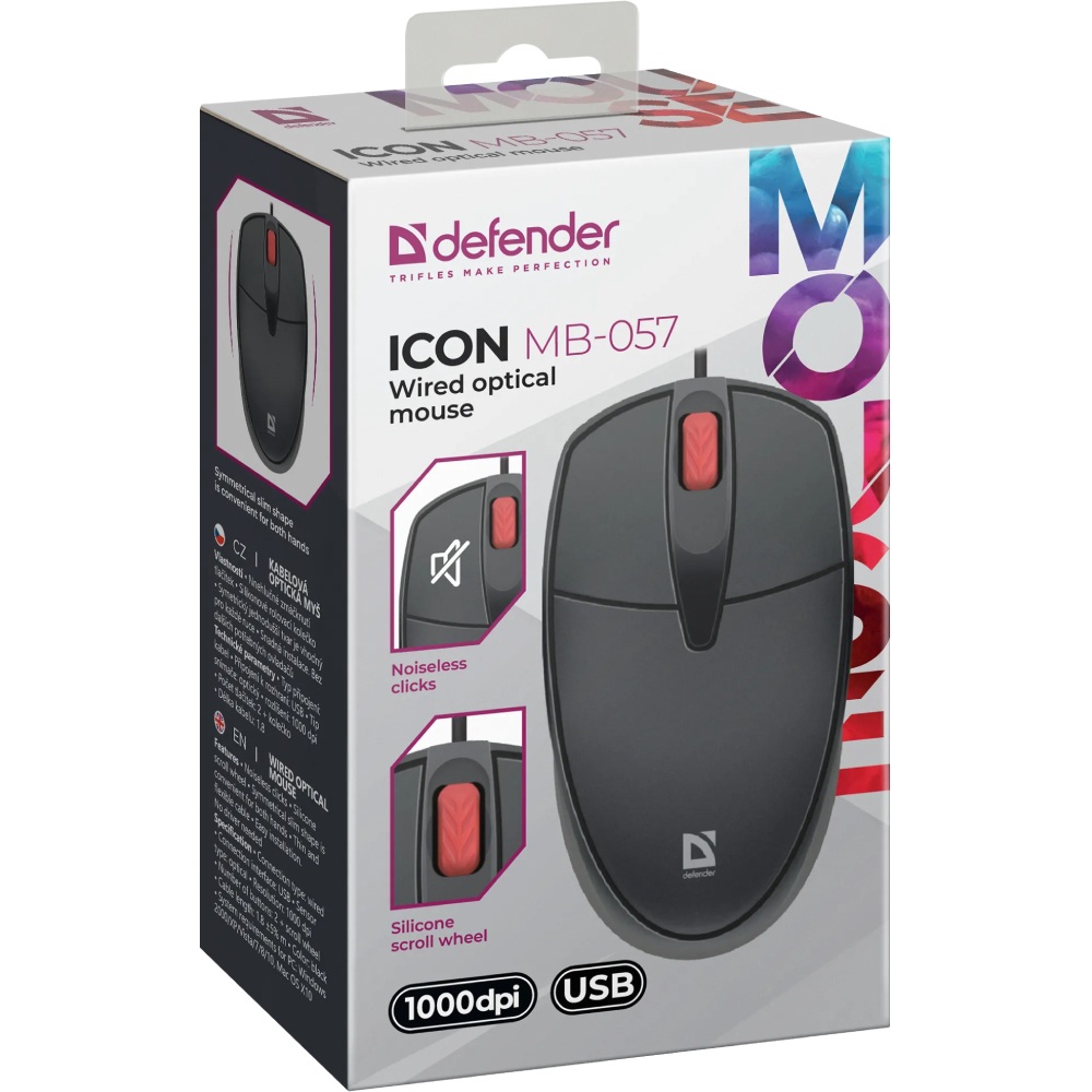 Мышь DEFENDER Icon MB-057 Black (52057) Проводное подключение USB